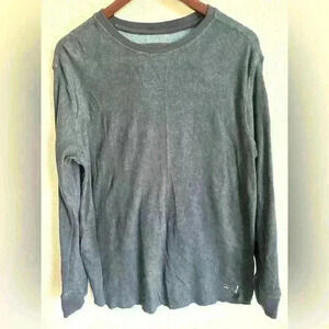 Puma Blue Long Sleeve Waffle Knit Shirt, Size Extra Large